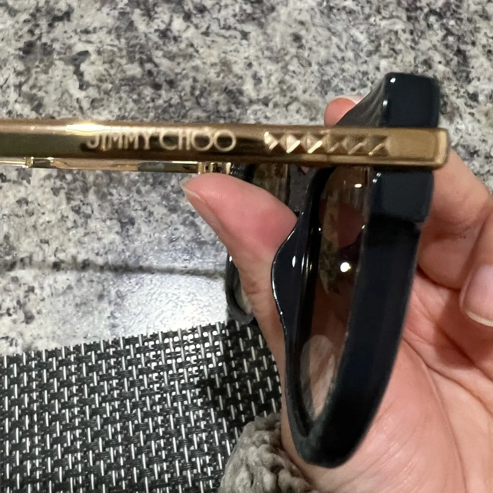 Jimmy Choo Women’s Authentic Olive Green Gold Sides Sunglasses + Kate Spade Case